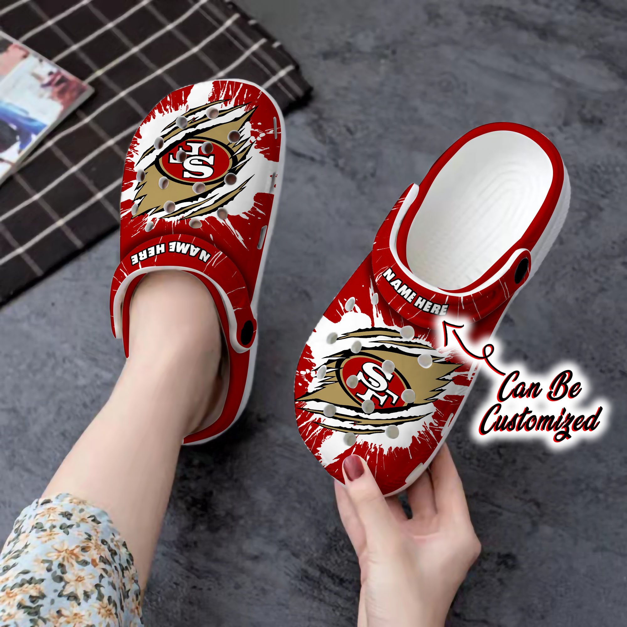 49ers Crocs - Personalized SF 49ers Football Ripped Claw Clog