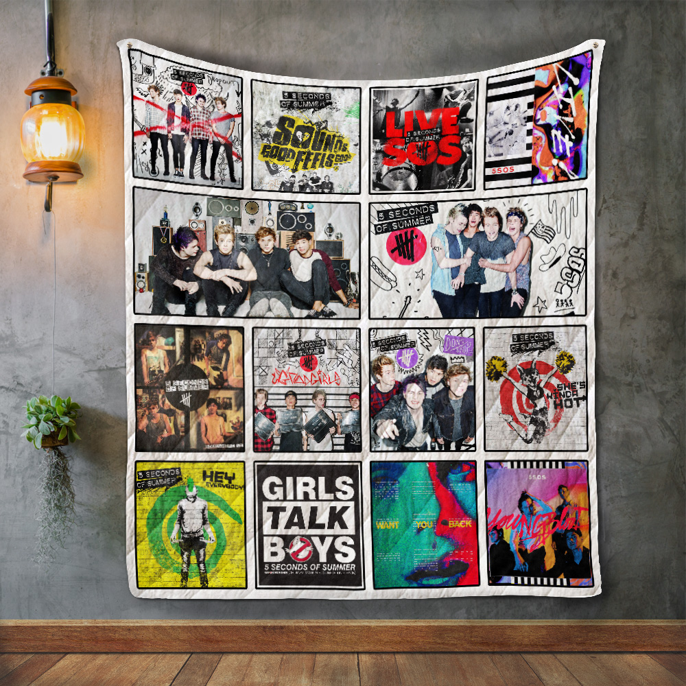 5 Seconds Of Summer Album Covers Quilt Blanket