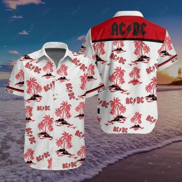 ACDC Hawaiian Graphic Print Short Sleeve Hawaiian Casual Shirt