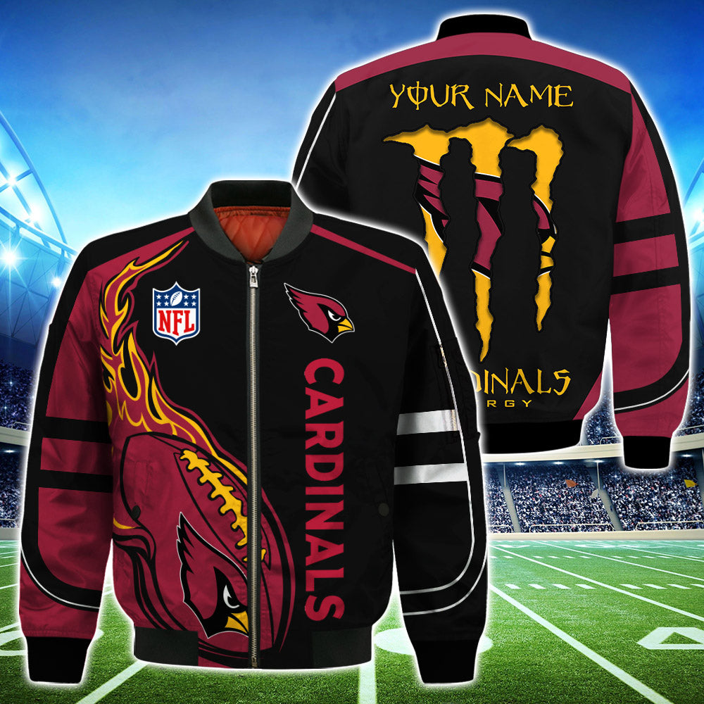 Arizona Cardinals Jackets Mens Monter Energy Custom Name