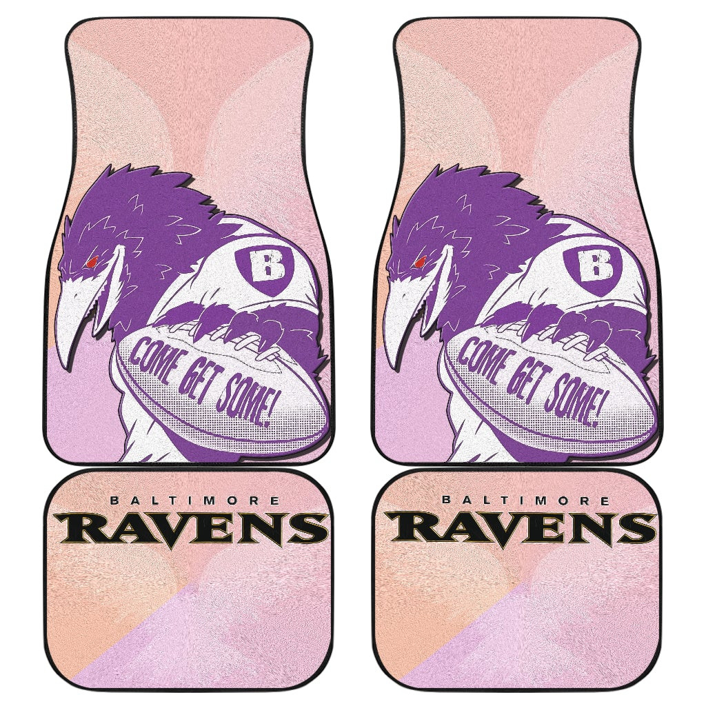 Baltimore Ravens  Team Car Floor Mats Evil Purple Raven Silhouette Come Get Some Rugby Car Mats