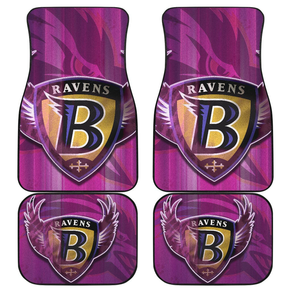 Baltimore Ravens  Team Car Floor Mats Minimal Raven Head Underground B Wings Metal Purple Car Mats