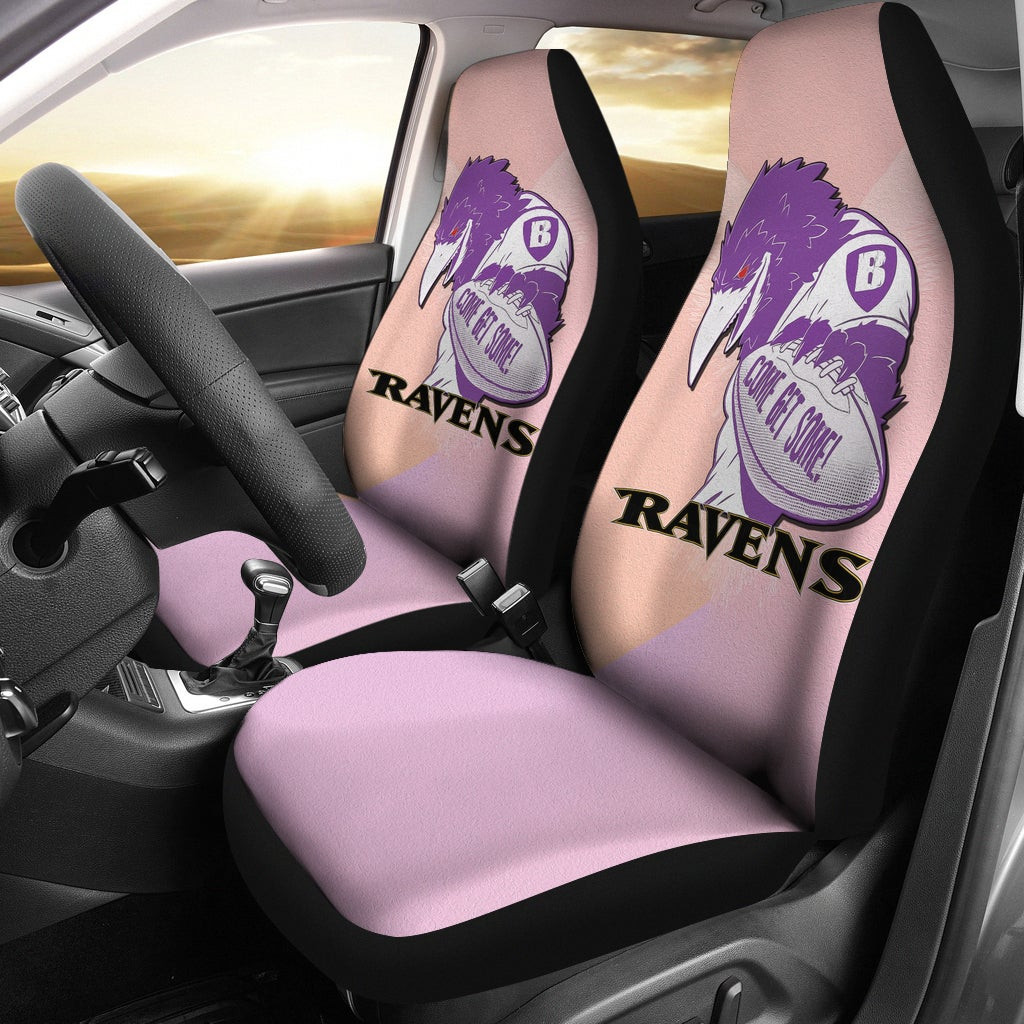 Baltimore Ravens  Team Car Seat Covers Evil Purple Raven Silhouette Come Get Some Rugby Seat Covers