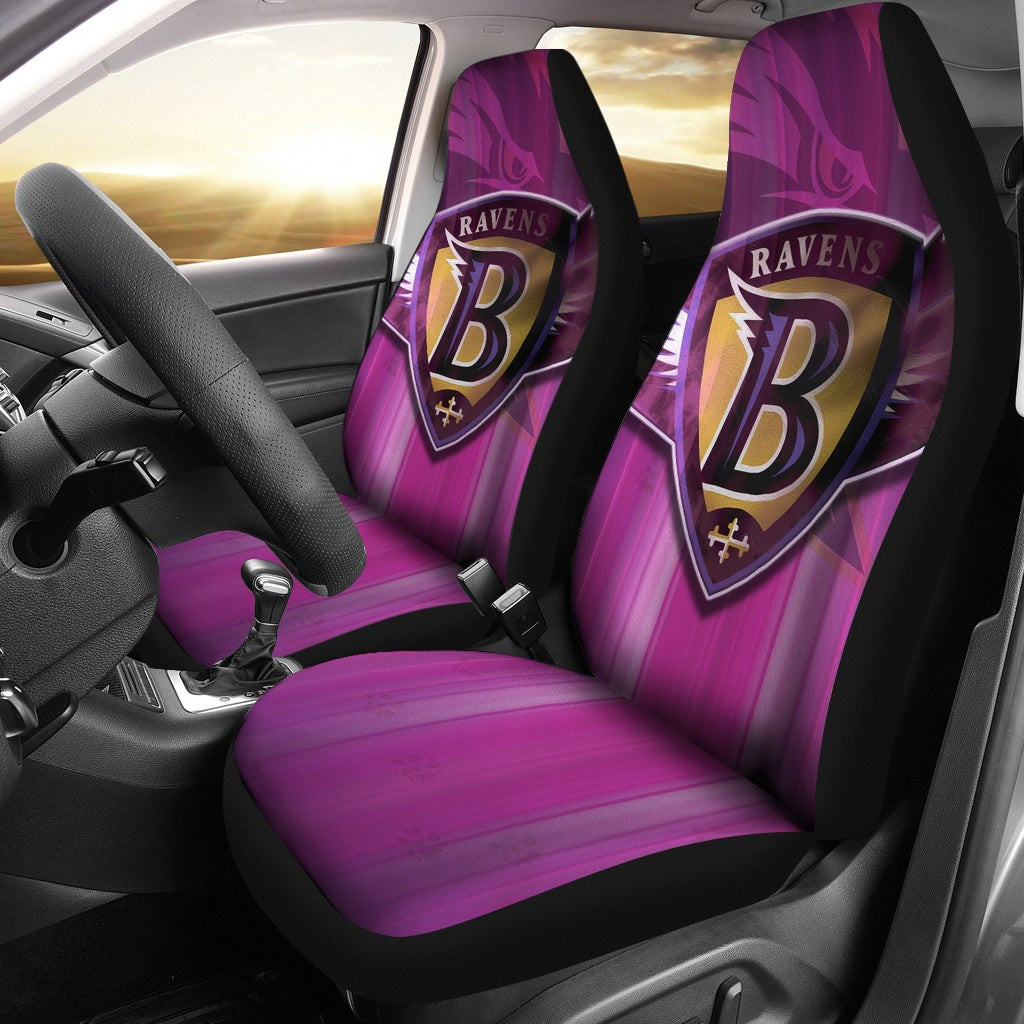 Baltimore Ravens  Team Car Seat Covers Minimal Raven Head Underground B Wings Metal Purple Seat Covers