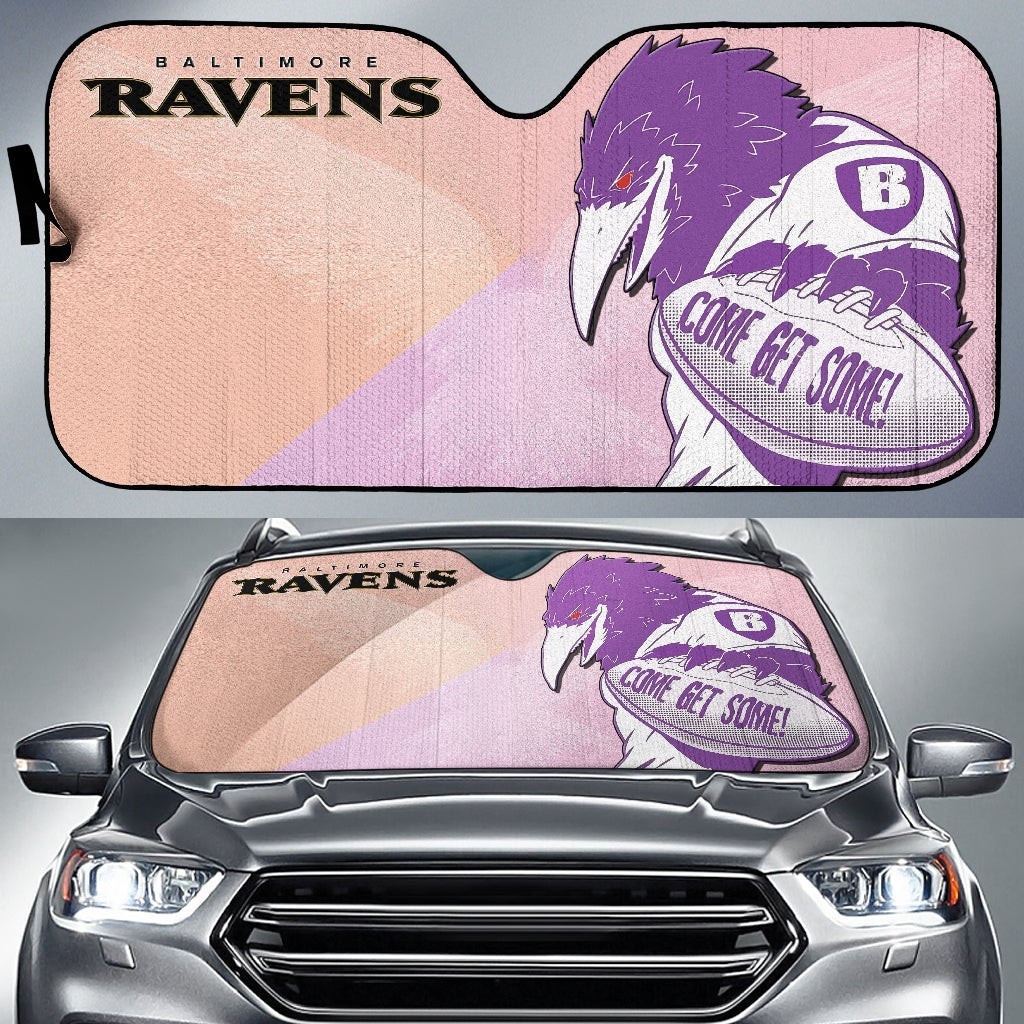 Baltimore Ravens  Team Car Sunshade Evil Purple Raven Silhouette Come Get Some Rugby Sun Shade