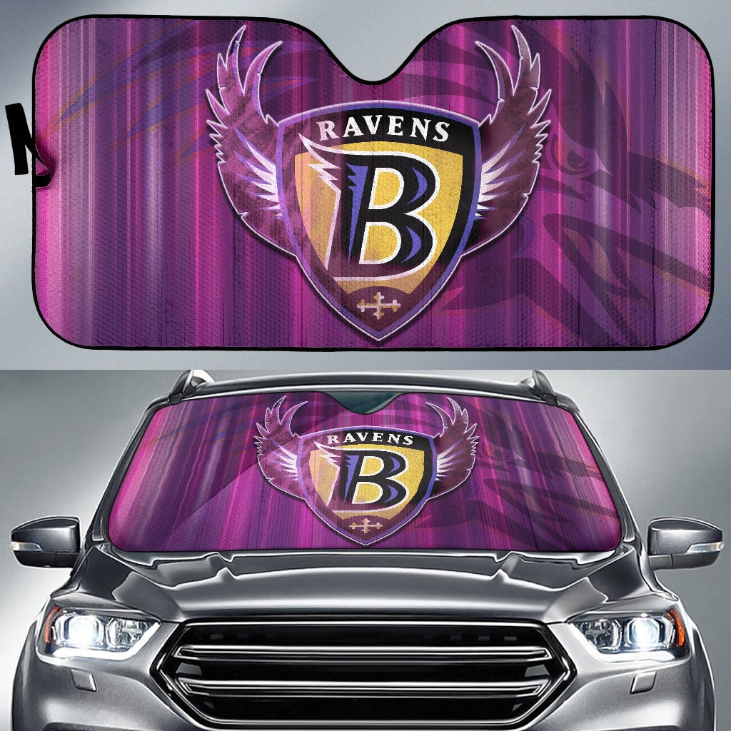 Baltimore Ravens  Team Car Sunshade Minimal Raven Head Underground B Wings Metal Purple Sun Shade