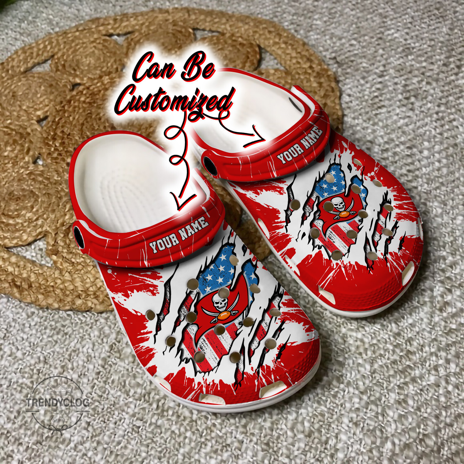 Buccaneers Crocs Personalized Tb Buccaneers Football Ripped American Flag Clog