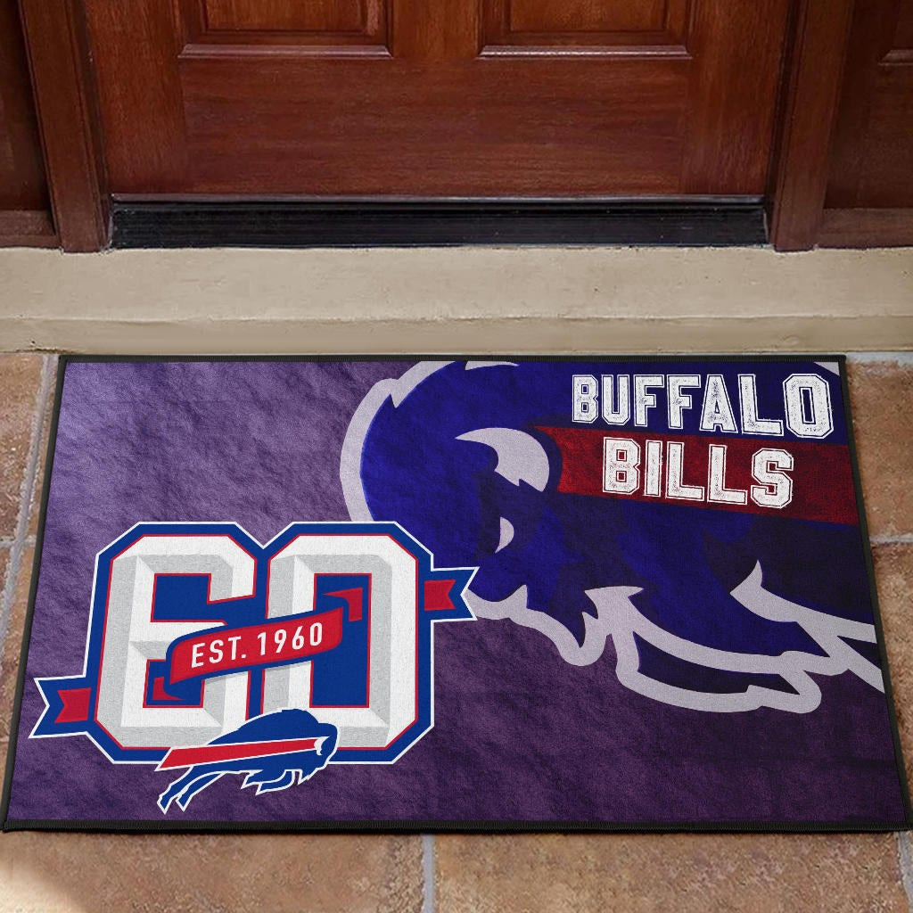 Buffalo Bills  Team Door Mat Blue Strongest Buffalo Fighting Est 1960 Text Door Mat