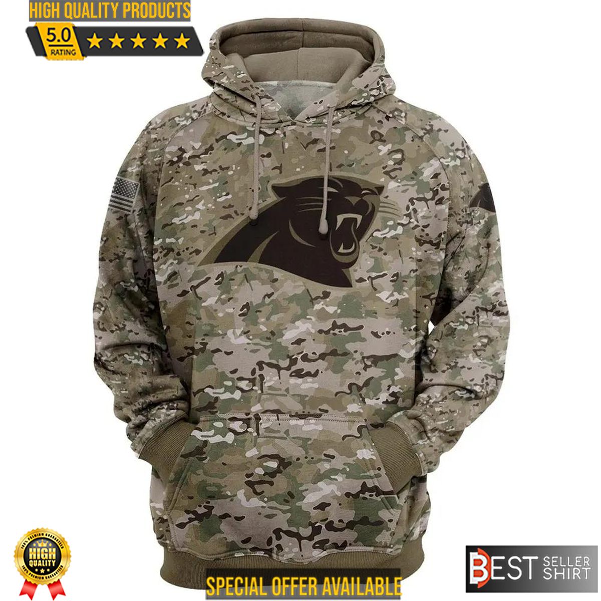 Carolina Panthers American Football 3D Hoodie Camo 3D Sweatshirt