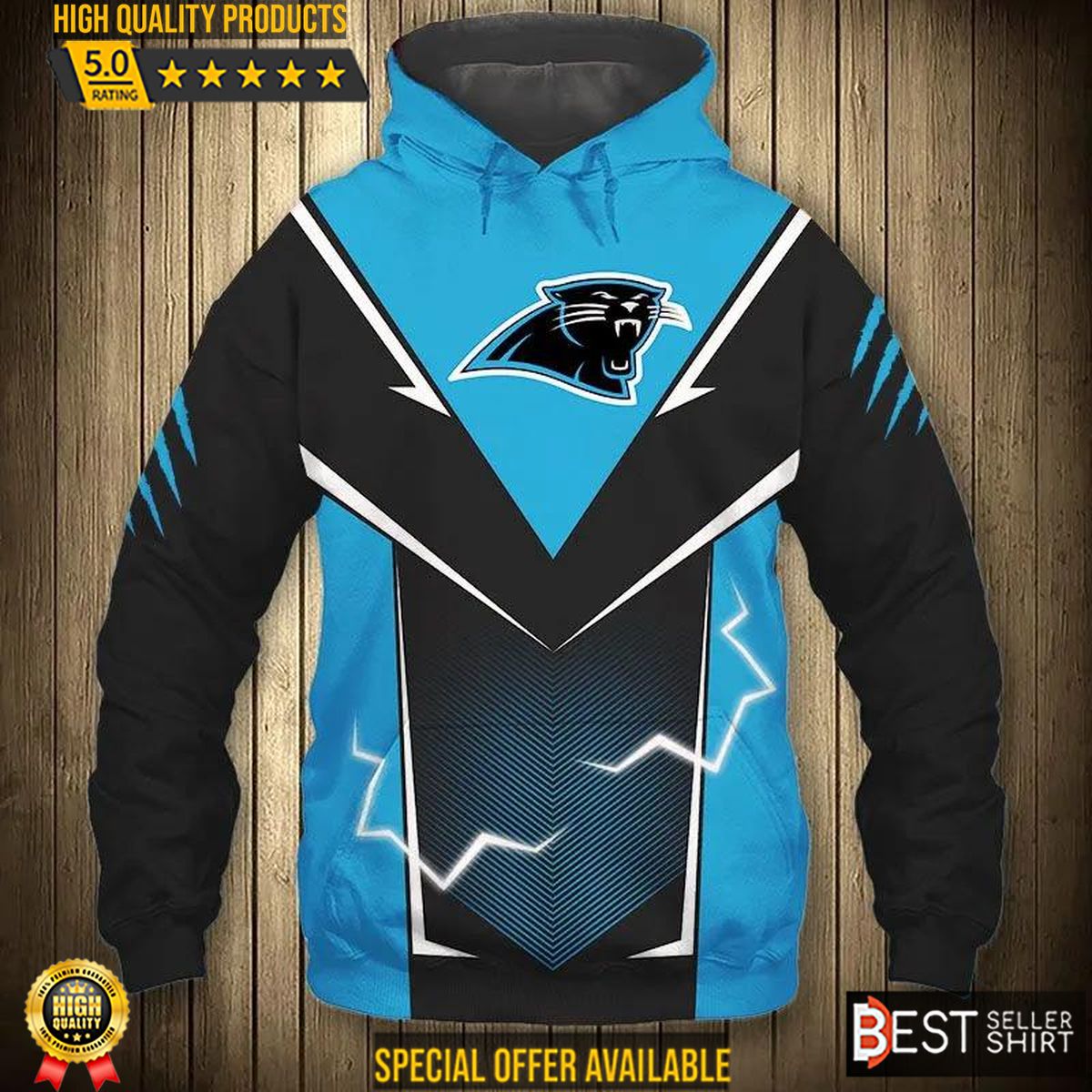 Carolina Panthers American Football 3D Hoodie Lighting 3D Sweatshirt