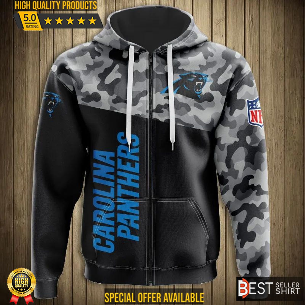 Carolina Panthers American Football Camo 3D Hoodie 3D Sweatshirt