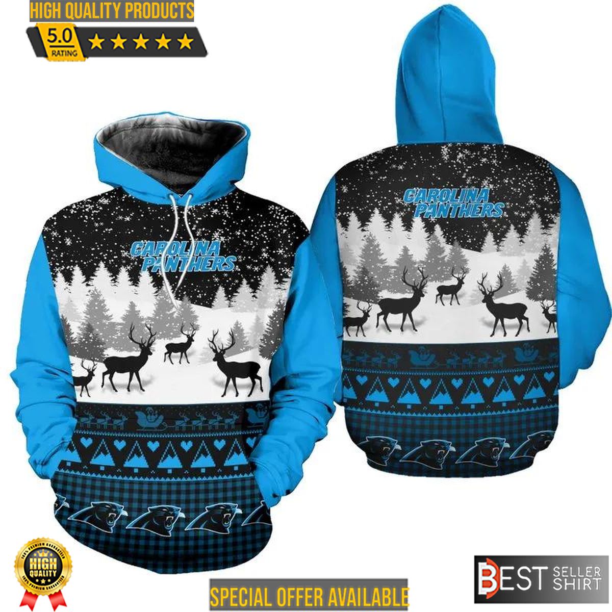 Carolina Panthers American Football Christmas 3D Hoodie Xmas 3D Sweatshirt