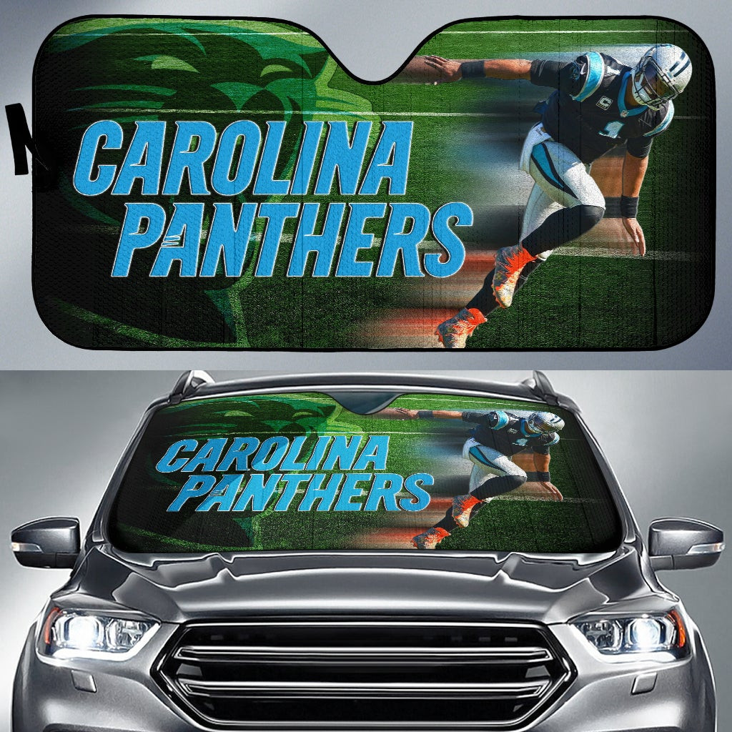 Carolina Panthers  Cam Newton Running Lightning Speed Car Sun Shade