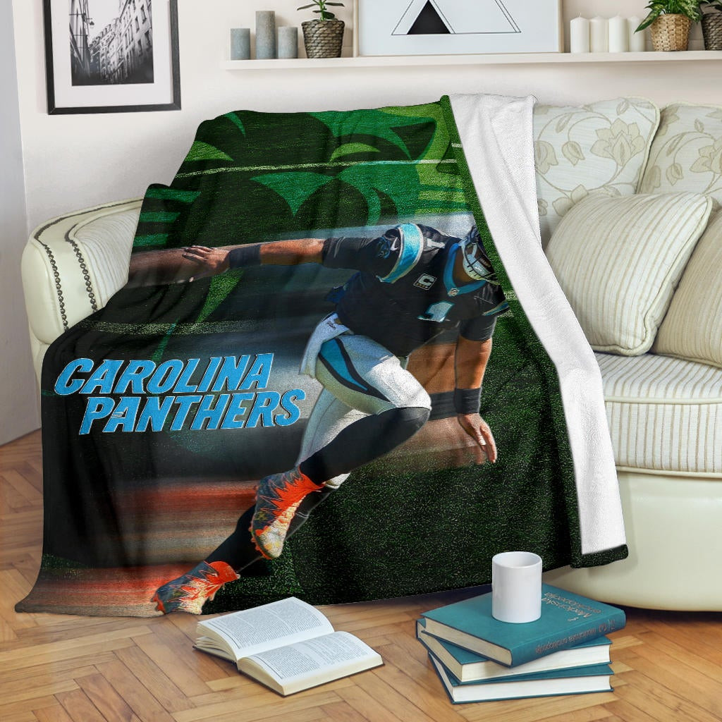 Carolina Panthers  Cam Newton Running Lightning Speed Fleece Blankets