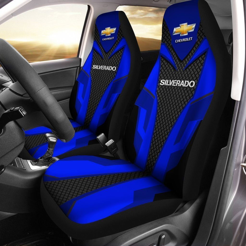 Chevrolet Silverado  Car Seat Cover (Set of 2) Ver 2 (Blue)