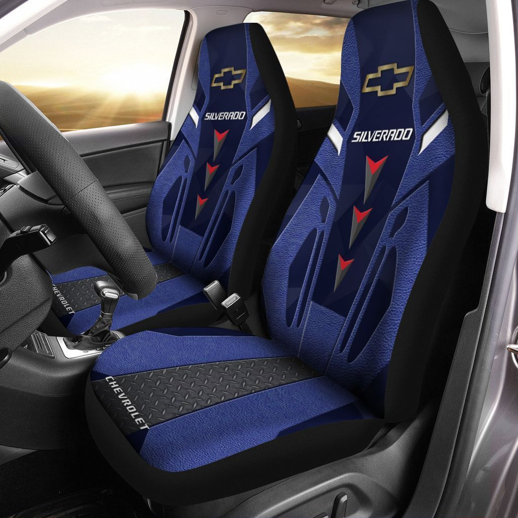 Chevrolet Silverado  Car Seat Cover (Set of 2) Ver 2 (Blue)