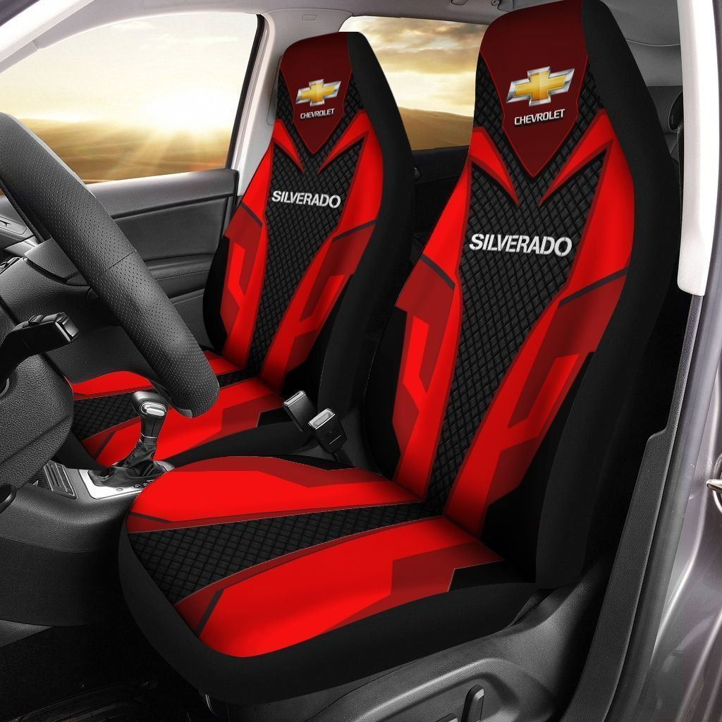 Chevrolet Silverado  Car Seat Cover (Set of 2) Ver 2 (Red)