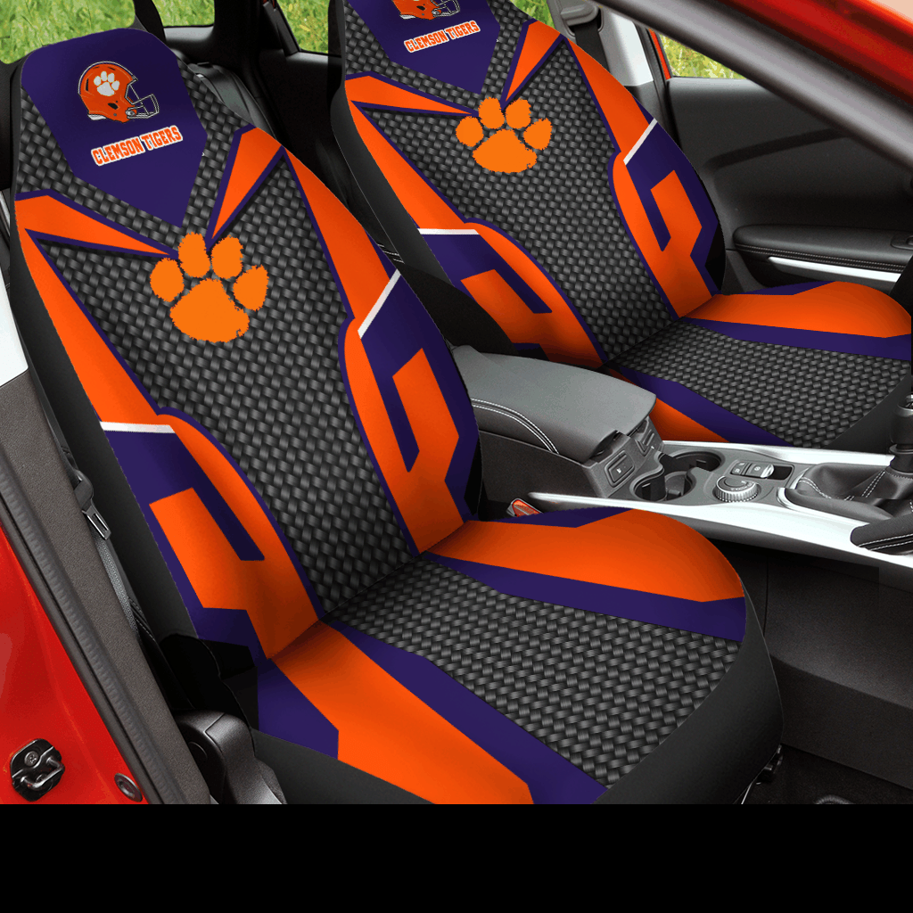 Clemson Tigers football Car Seat Covers (SET OF 2) - v7