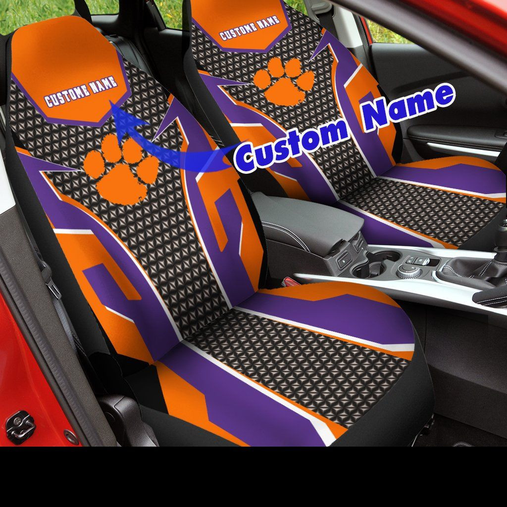 Clemson Tigers football Custom Name Car Seat Covers (SET OF 2) -V1