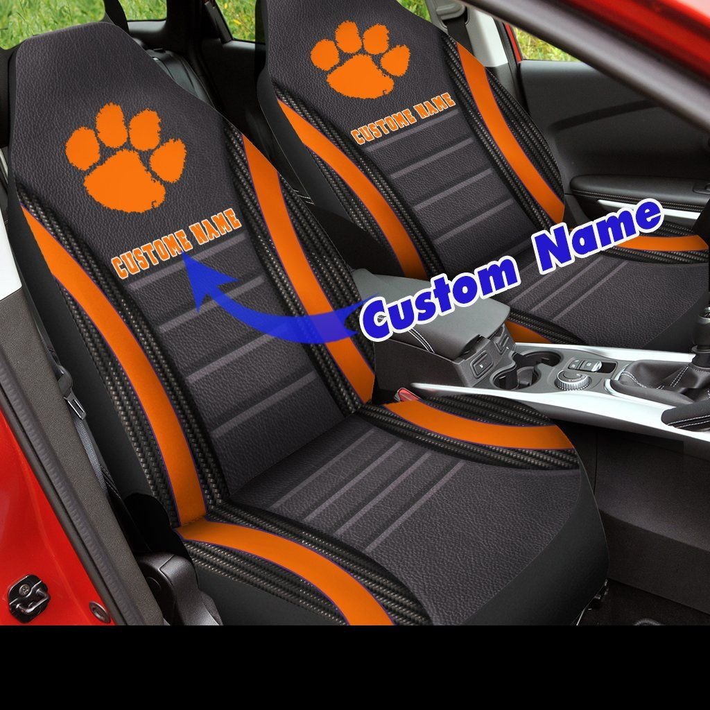 Clemson Tigers football Custom Name Car Seat Covers (SET OF 2) -Ver all