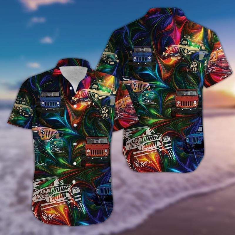 Colorful Light Jeep Unisex Hawaiian Aloha Shirts