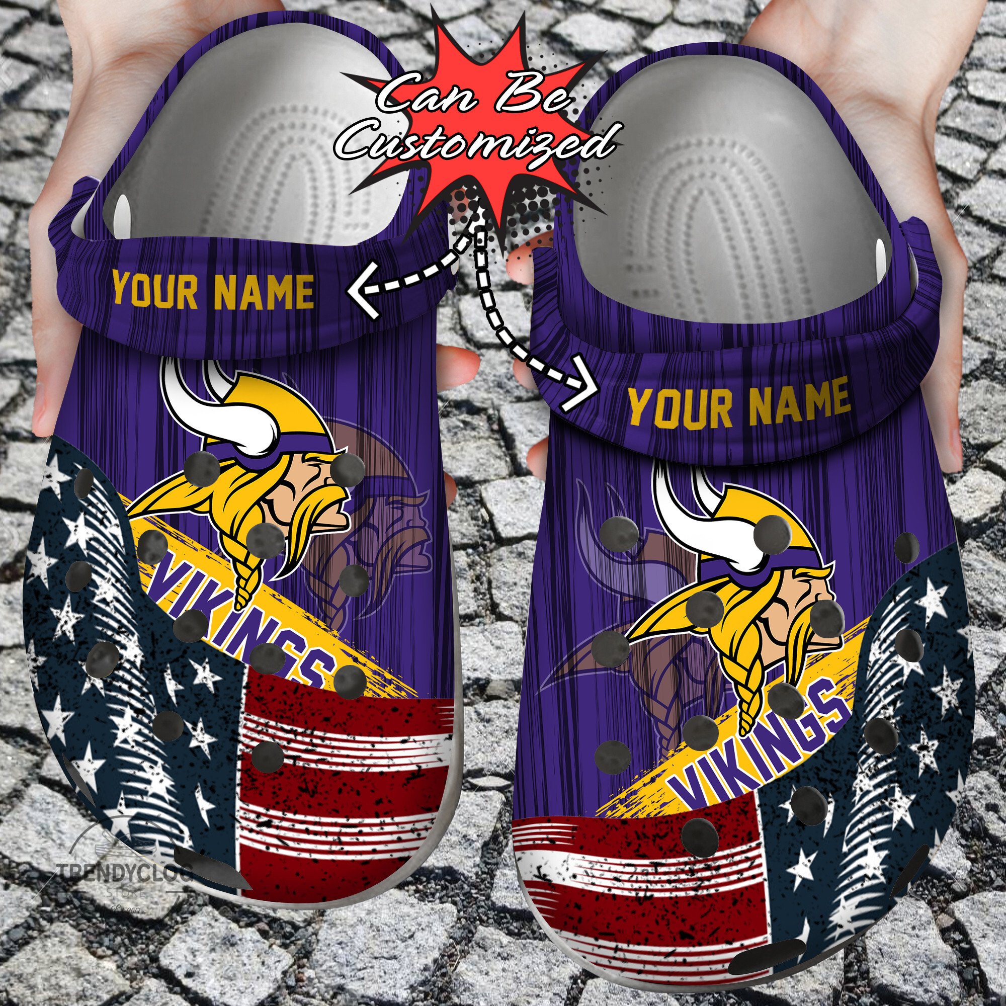 Custom Crocs - Us Flag M.Vikings New Crocs Clog