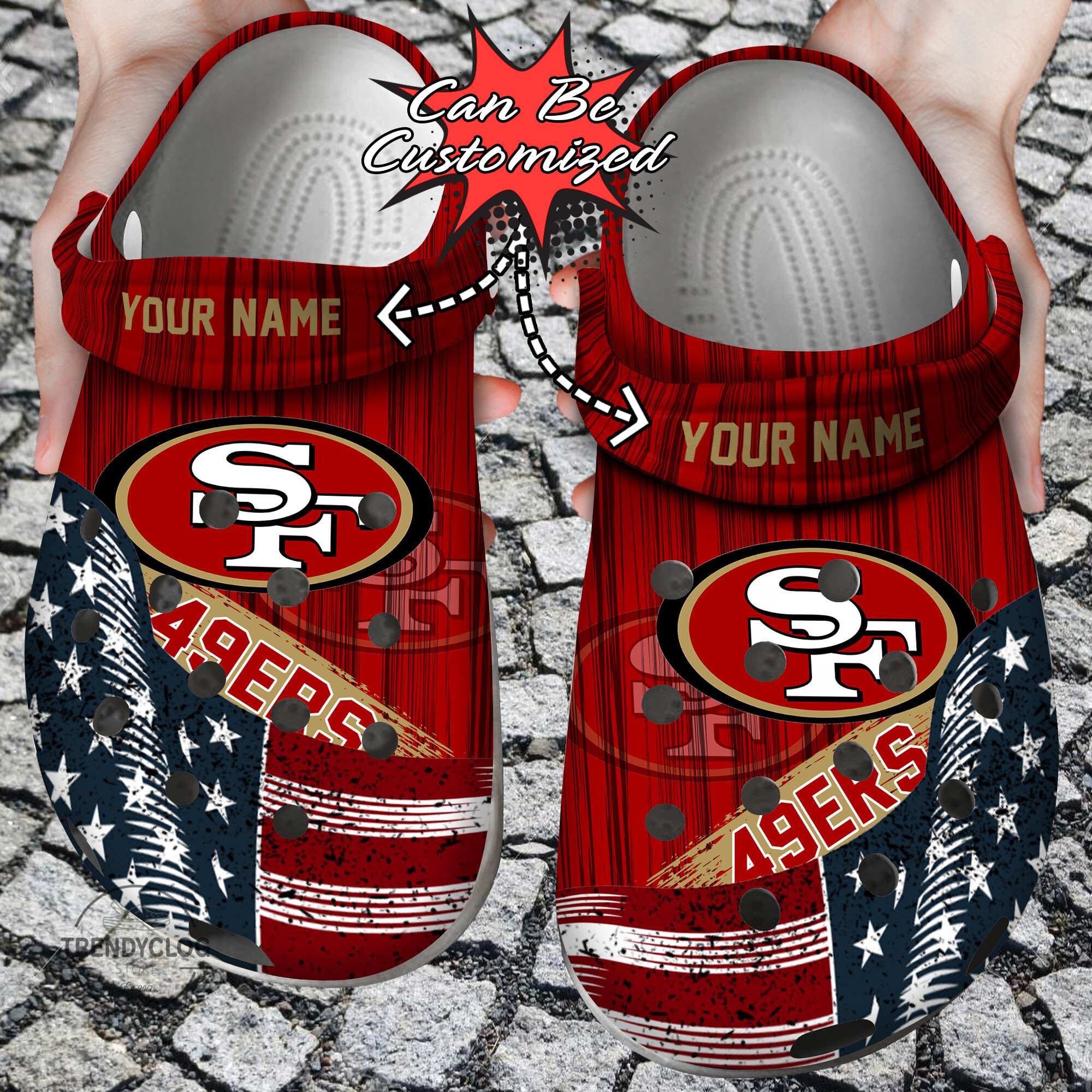 Custom Crocs Us Flag Sf 49Ers New Crocs Clog