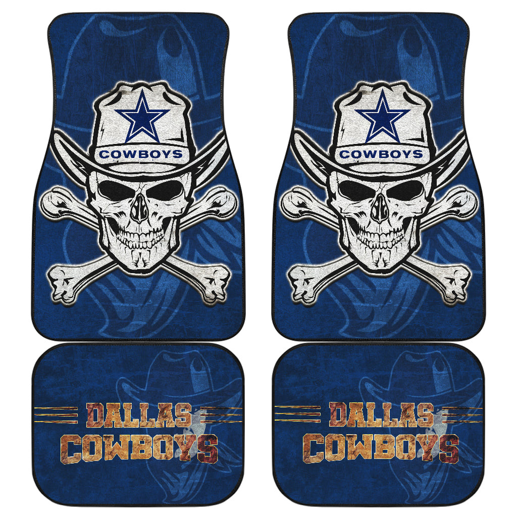 Dallas  Cowboy Pirate Skull Wearing Cowboy Star Hat Car Floor Mats