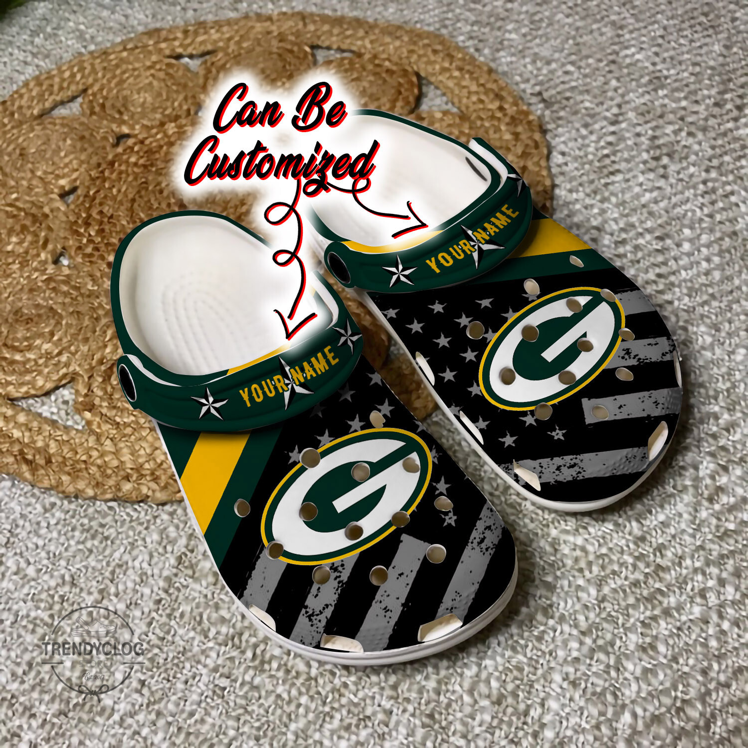 Football Crocs - Personalized G.Packers American Flag Clog