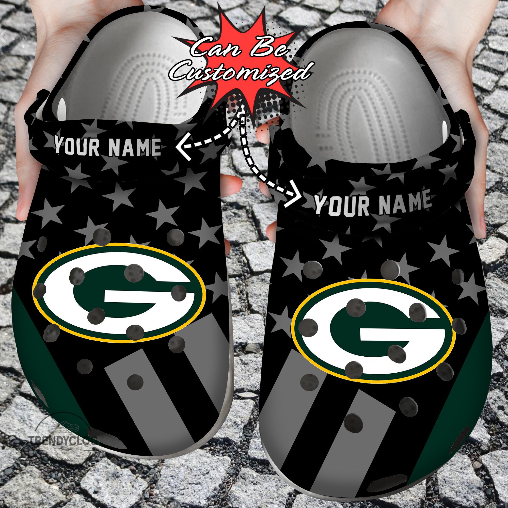 Football Crocs - Personalized G.Packers Star Flag Clog