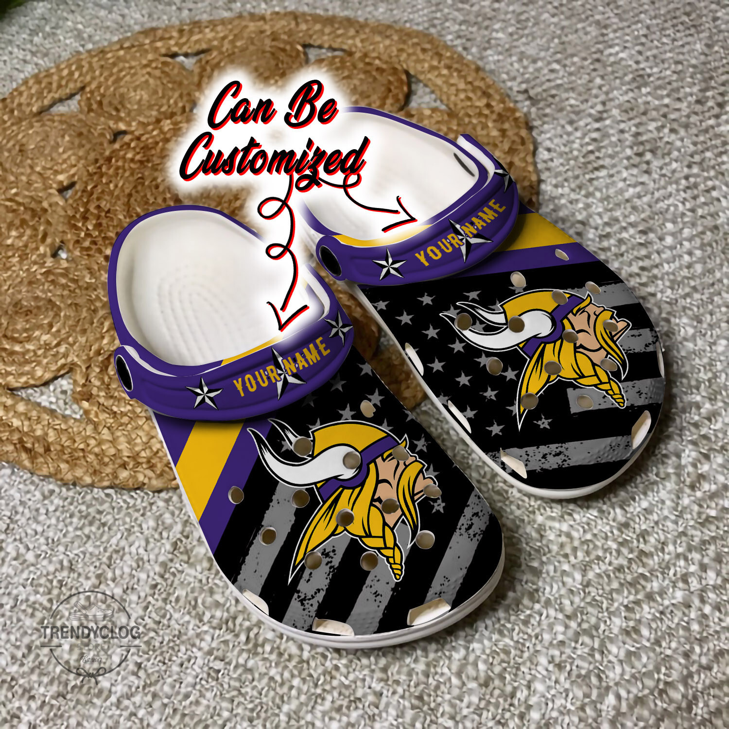 Football Crocs - Personalized M.Vikings American Flag Clog