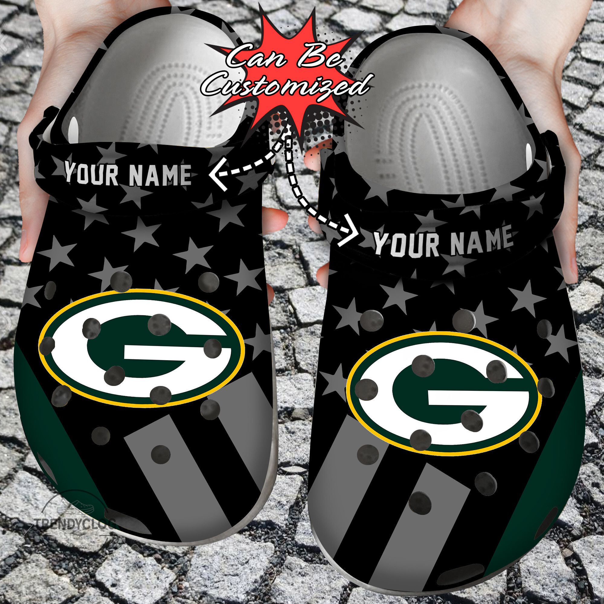 Football Crocs Personalized Gpackers Star Flag Clog