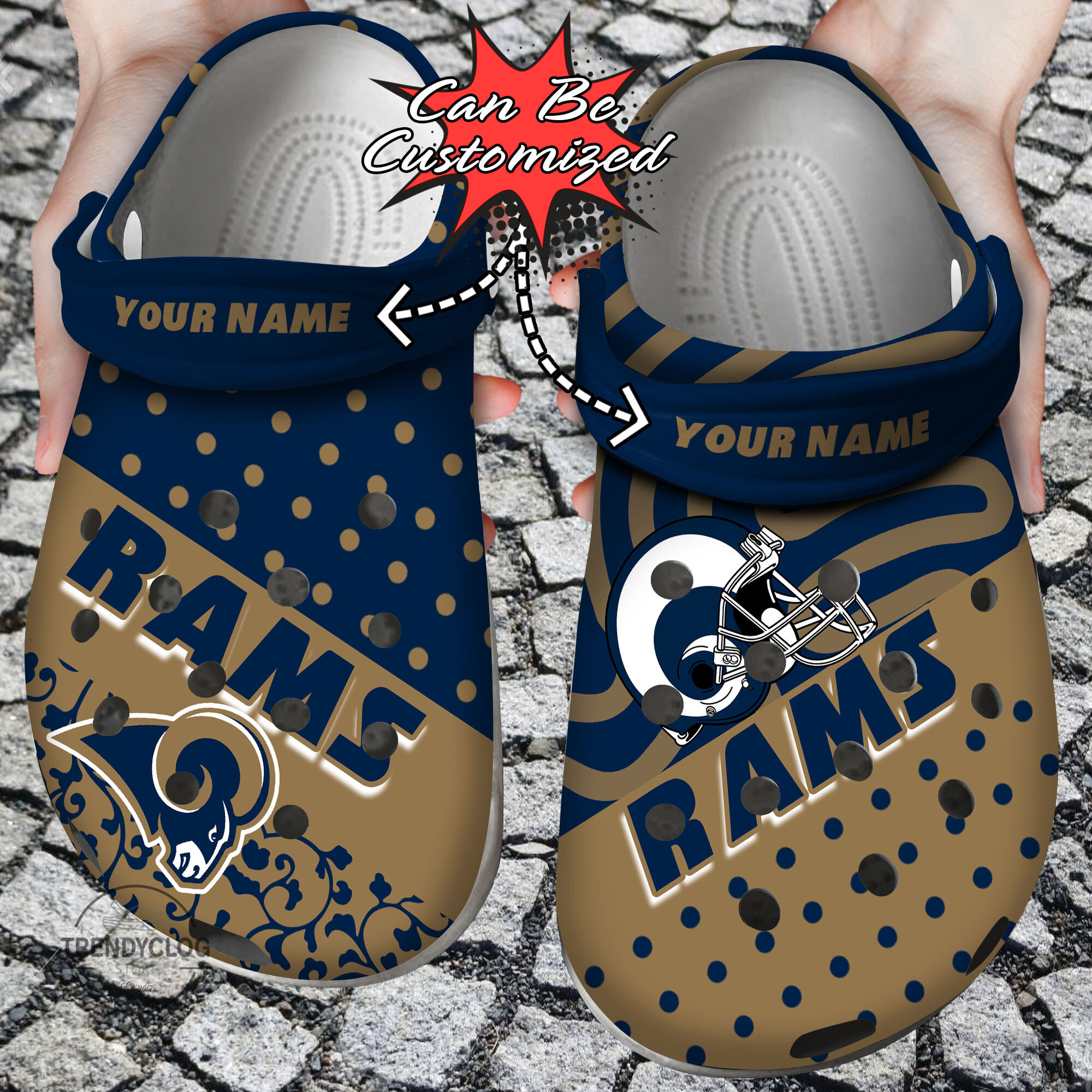 Football Crocs Personalized La Rams Polka Dots Colors Clog