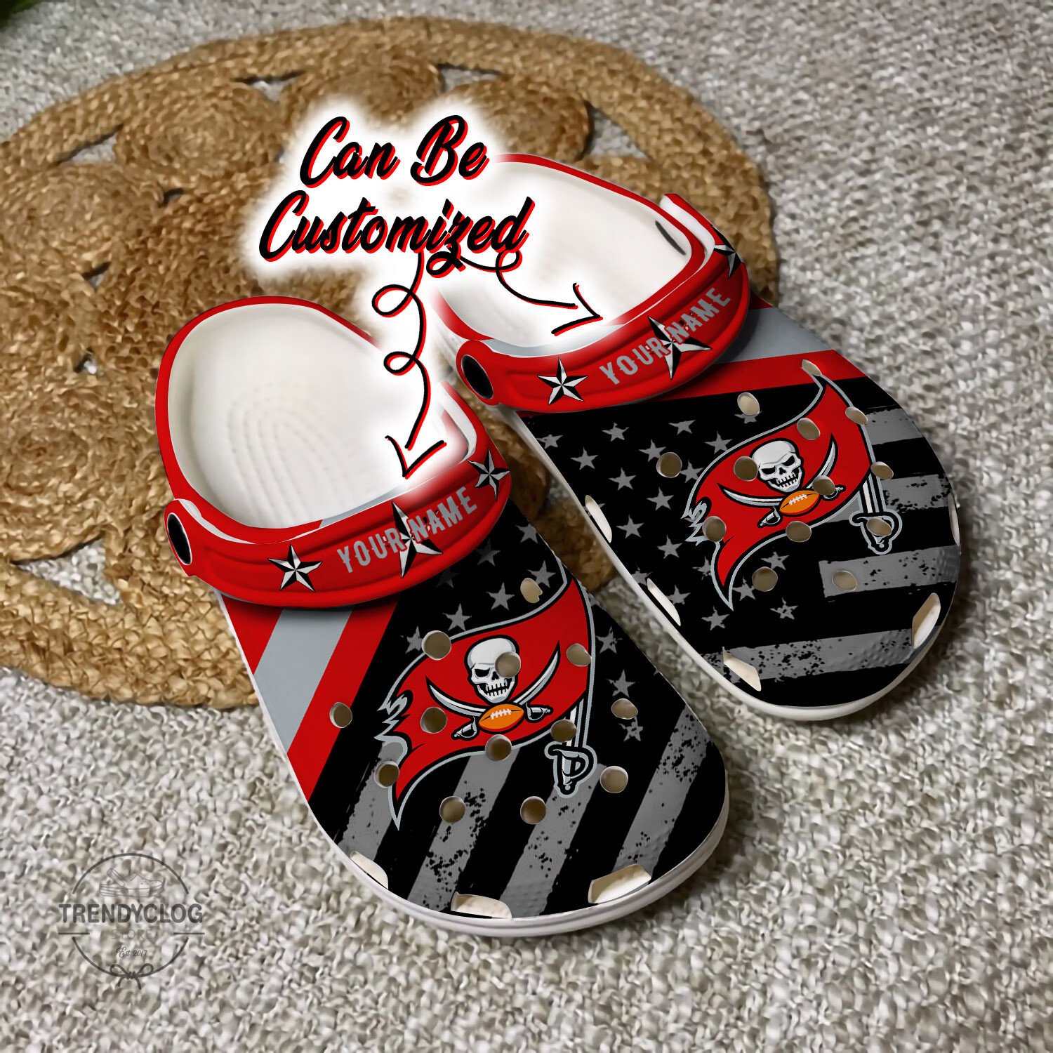 Football Crocs Personalized Tb Buccaneers American Flag Clog