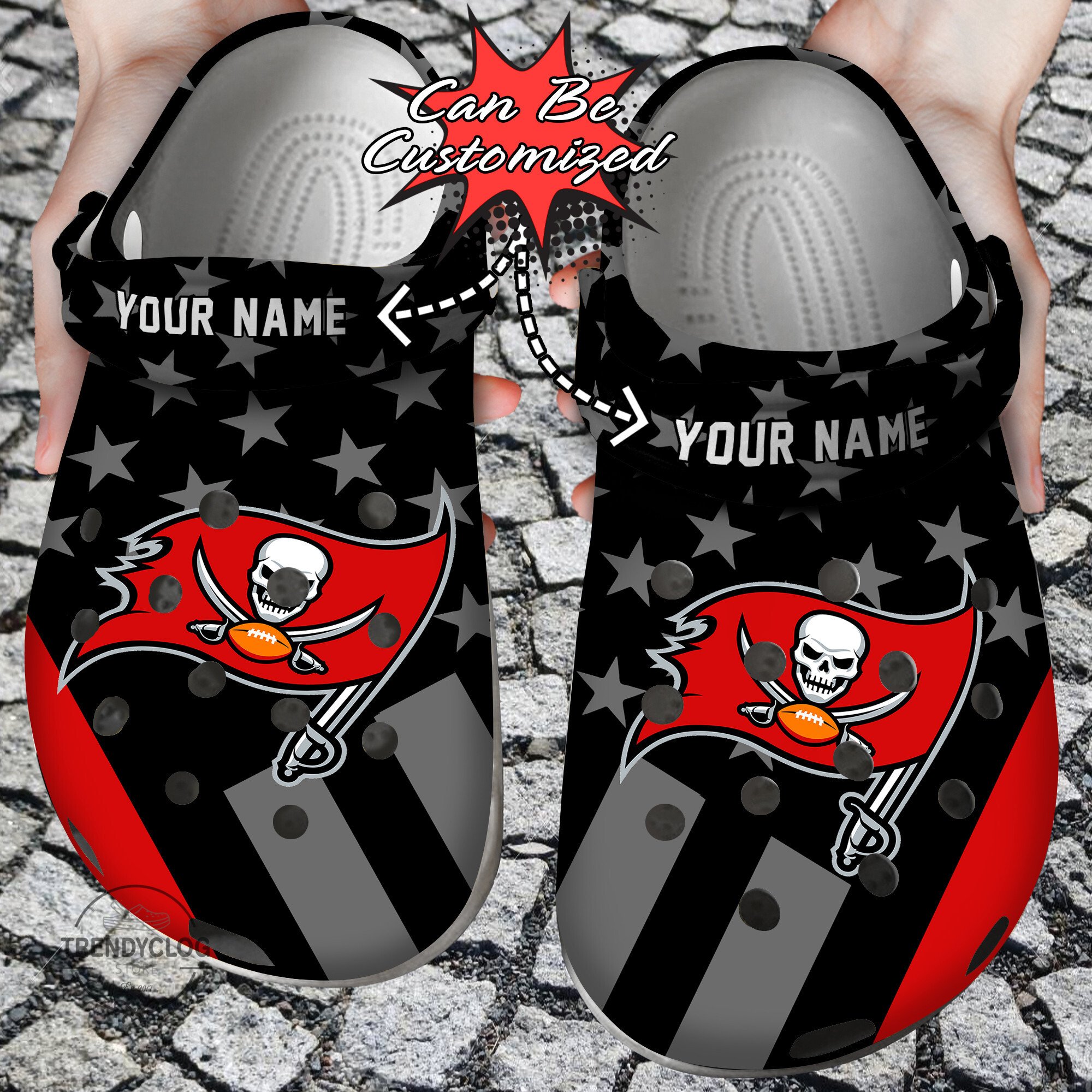 Football Crocs Personalized Tb Buccaneers Star Flag Clog