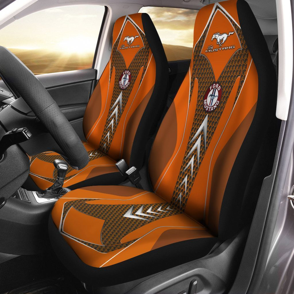 Ford Mustang  Car Seat Cover (Set of 2) Ver2 (Orange)