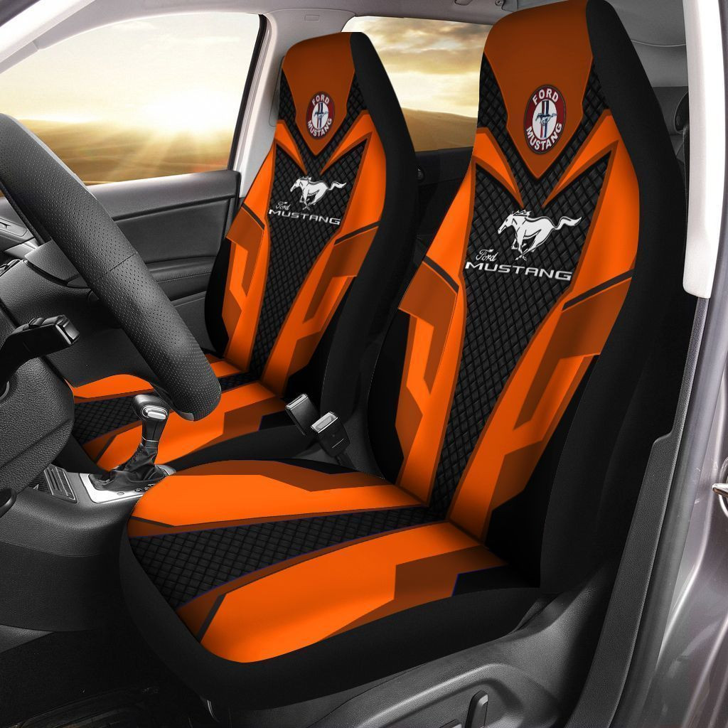 Ford Mustang  Car Seat Cover (Set of 2) Ver3 (Orange)