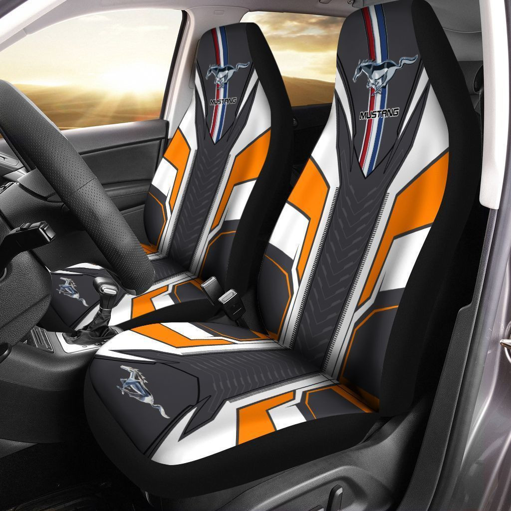 Ford Mustang  Car Seat Cover (Set of 2) Ver3 (Orange)