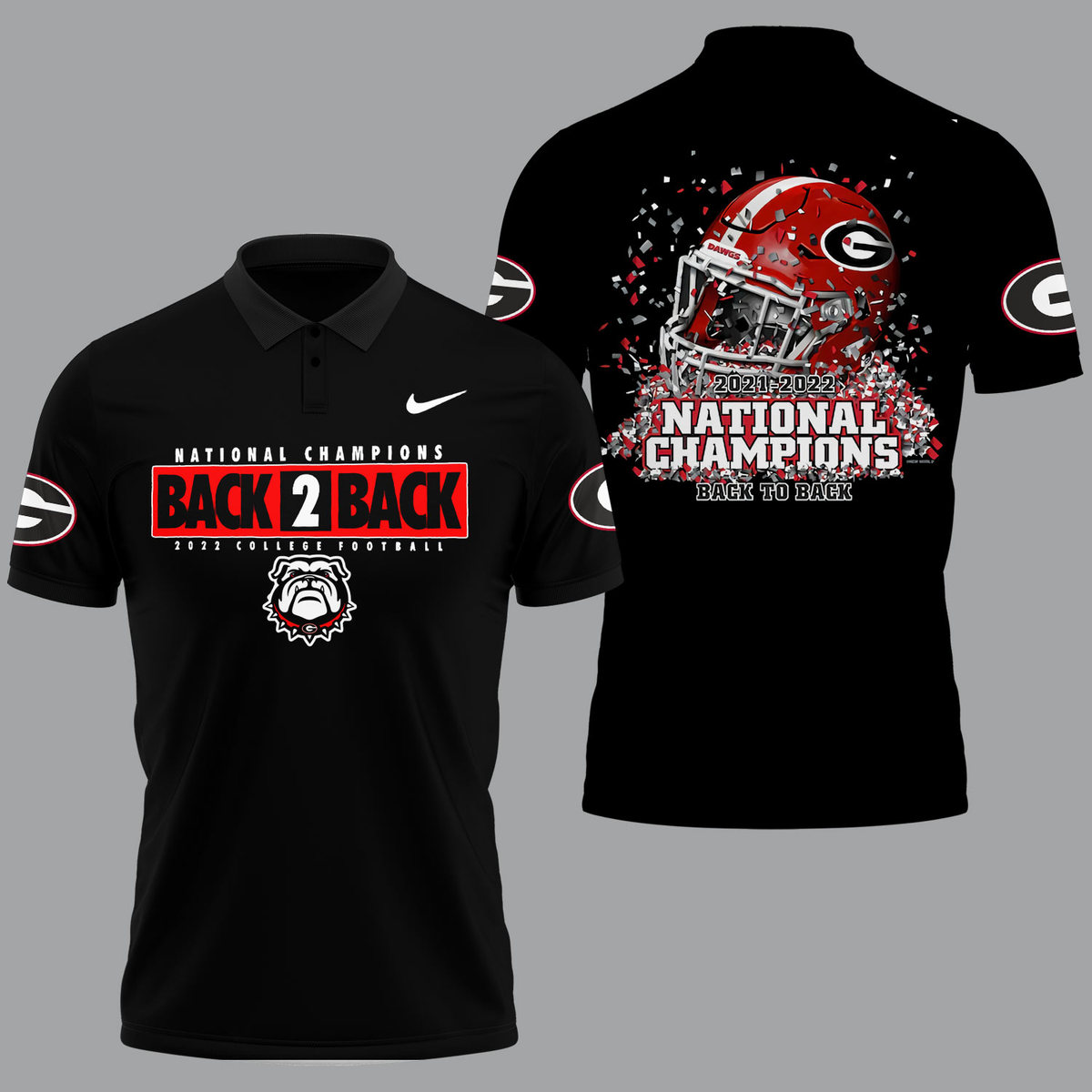 Georgia Bulldogs 2022 National Champions Black Polo Shirt - Back To Back