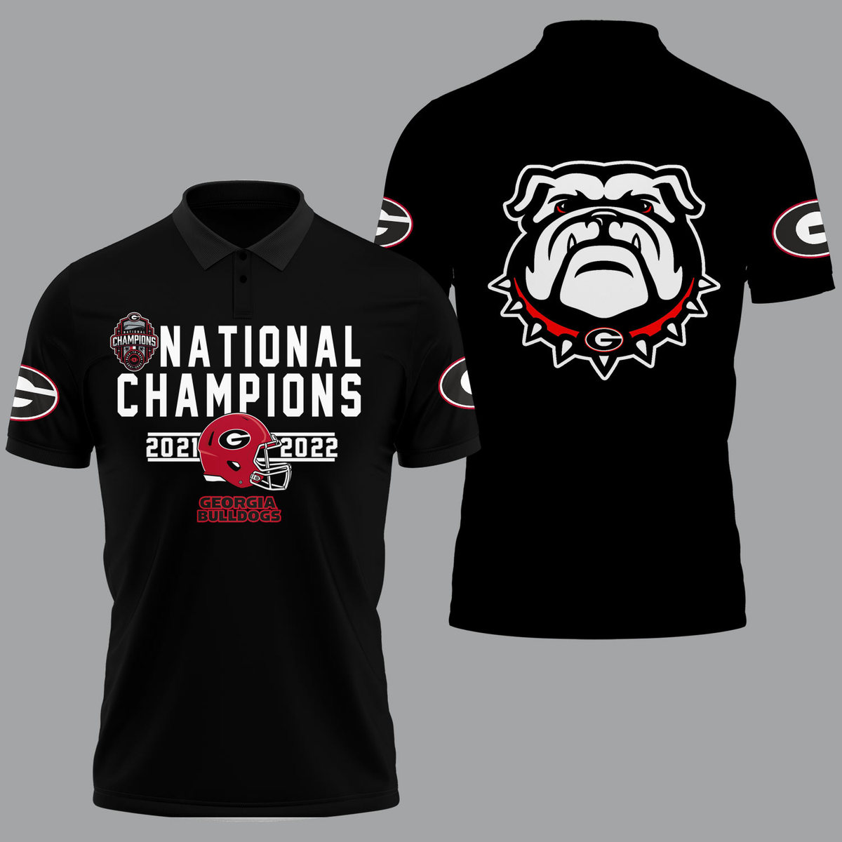 Georgia Bulldogs 2022 National Champions Black Polo Shirt - v9