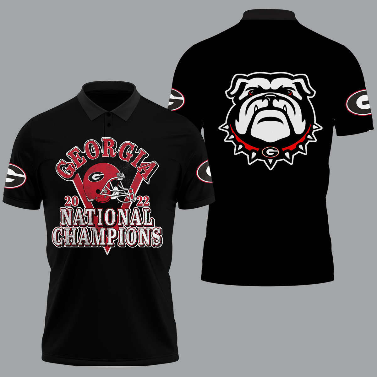 Georgia Bulldogs 2022 National Champions Black Polo Shirt -v15