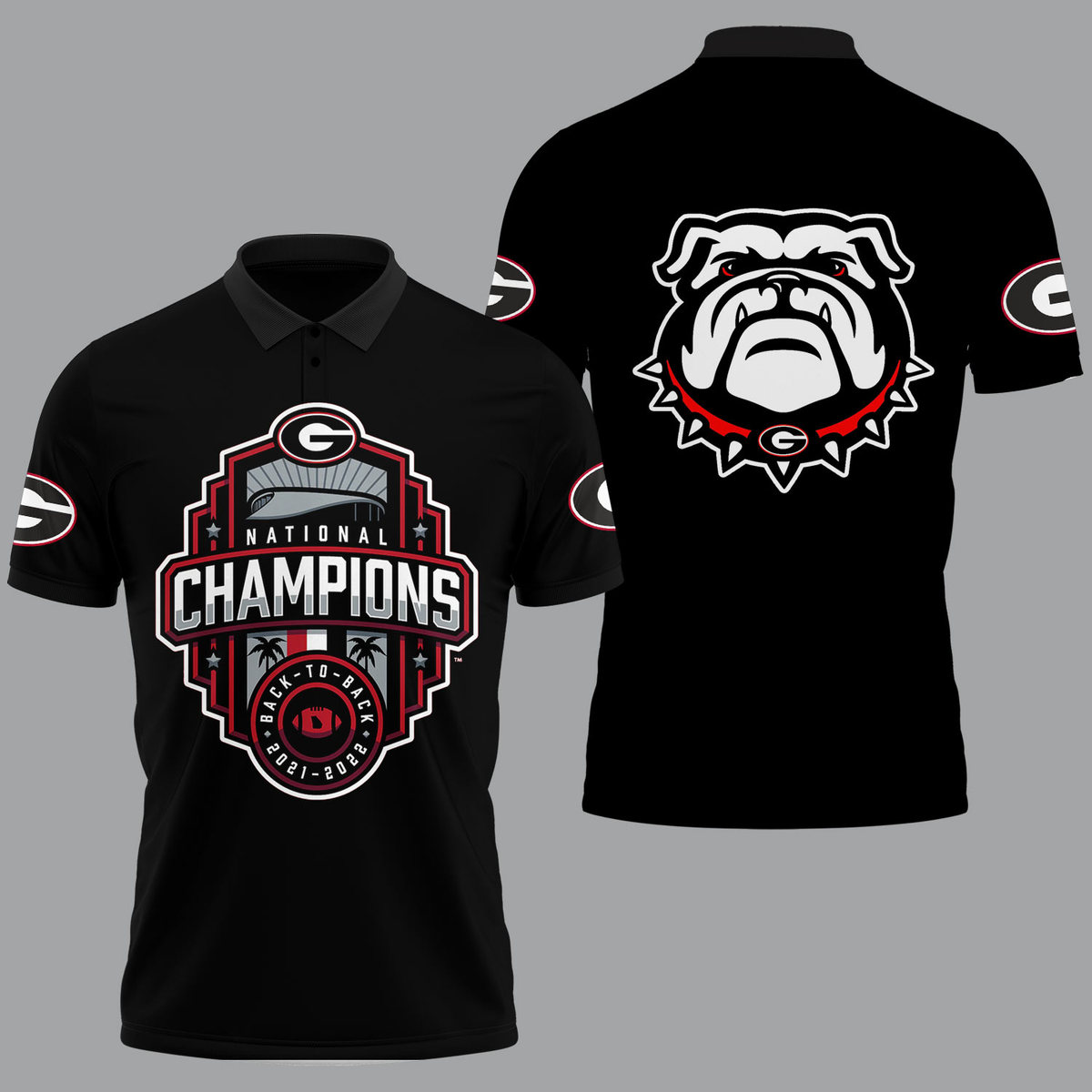 Georgia Bulldogs 2022 National Champions Black Polo Shirt -v16