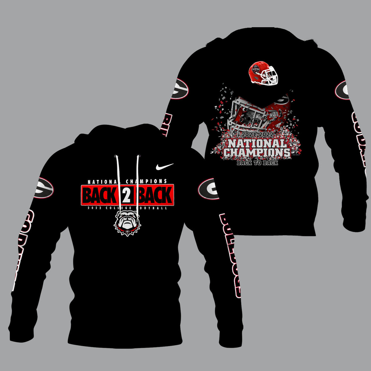 Georgia Bulldogs 2022 National Champions Black Shirts - Back To Back