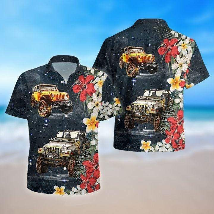 Jeep Hibiscus Aloha Hawaiian Shirts