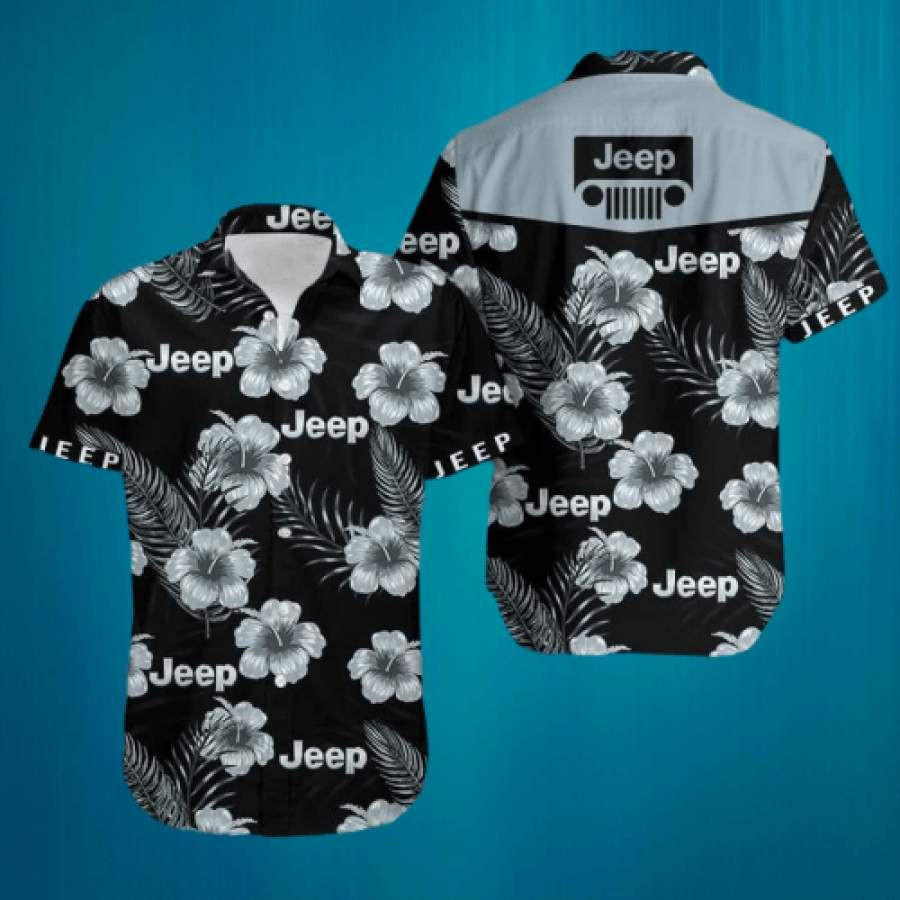 Jeep Hibiscus Black Unisex Hawaiian Aloha Shirts