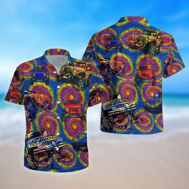 Jeep Tie Dye Aloha Hawaiian Shirts