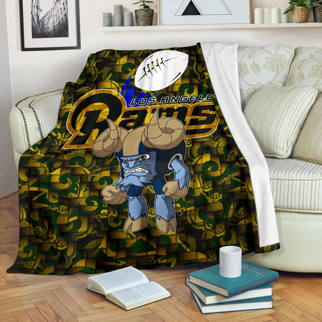 Los Angeles Rams  Angry Rusher LA Rampage Patterns Fleece Blankets