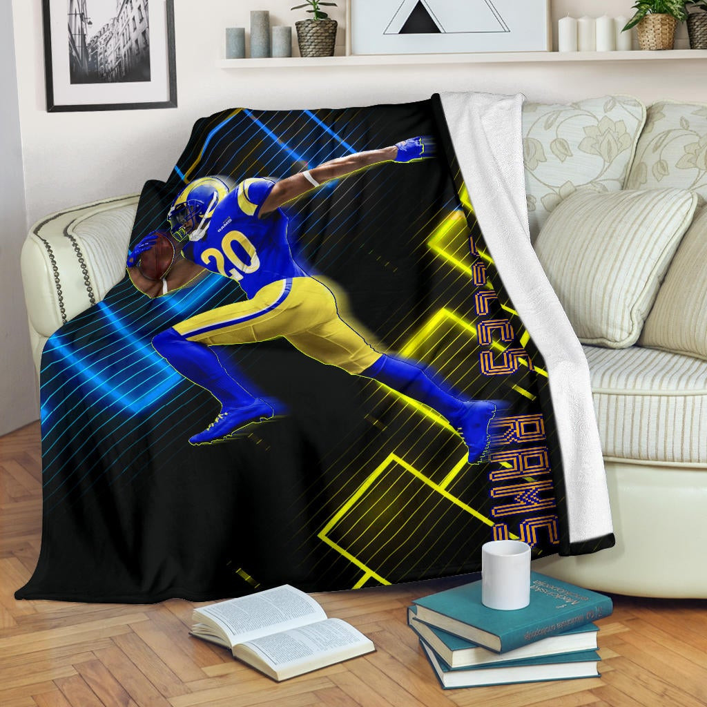 Los Angeles Rams  Cool Jalen Ramsey 20 Running Electronic Fleece Blankets