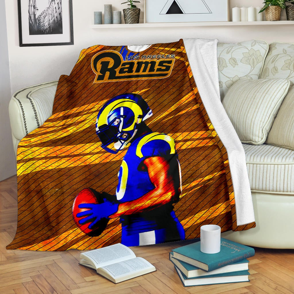 Los Angeles Rams  Cool Jalen Ramsey 20 With Rugby Ball Fleece Blankets