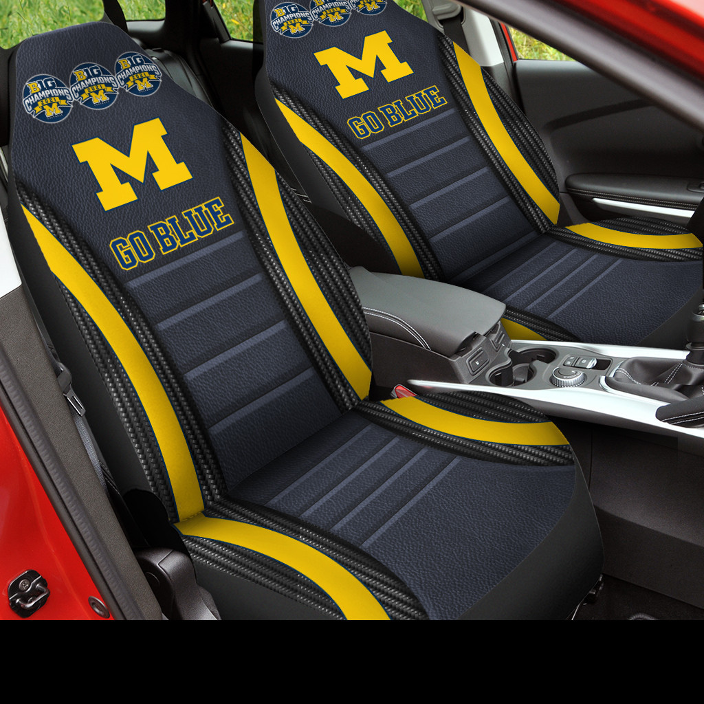 Michigan Wolverines Go Blue Car Seat Covers (SET OF 2) - v3